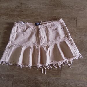 PLAYBOY Cream Frayed Hem Skirt